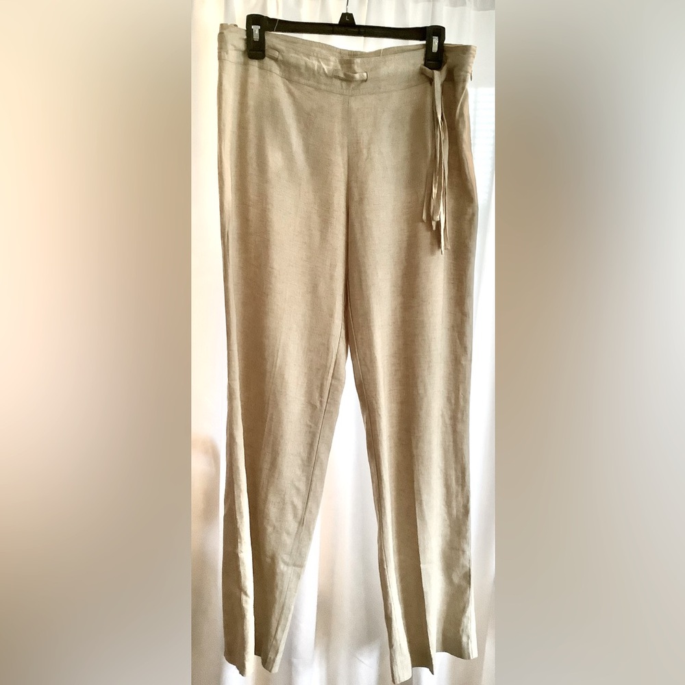 NWT Carole Little Linen Tan Pant Size 8